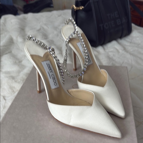 Jimmy Choo White Embellished Women's Heels - Picture 8 of 9